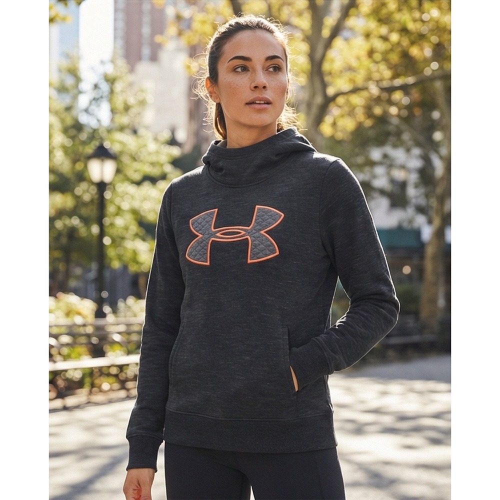 Under Armour Womens ColdGear Hoodie Pullover Gray‎ Orange XS NWT $55